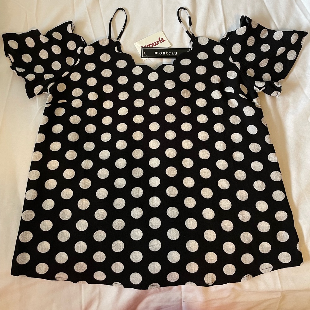 Monteau Polka-Dot Blouse